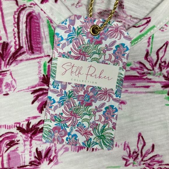 Stella Parker T Shirt Womens Small Purple Palm V Neck Lightweight Travel Tourist - Picture 3 of 10